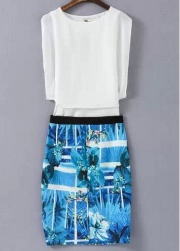 Rosewe Charming Short Sleeve Round Neck Chiffon Dress For Woman