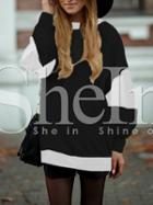 Shein Black Color Block Loose T-shirt