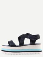 Shein Black Peep Toe Crisscross Platform Sandals