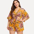 Shein Plus Knot Front Floral Romper