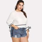 Shein Plus Seam Detail Knot Cuff Blouse