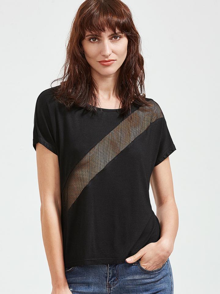 Shein Fishnet Panel T-shirt