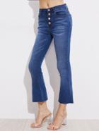 Shein Buttoned Fly Bleach Wash Flared Jeans
