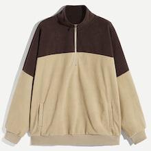 Shein Men Zip Half Placket Two Tone Teddy Jacket