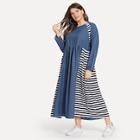 Shein Plus Striped Panel Denim Dress