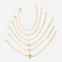 Shein Star Detail Chain Bracelet Set 6pcs