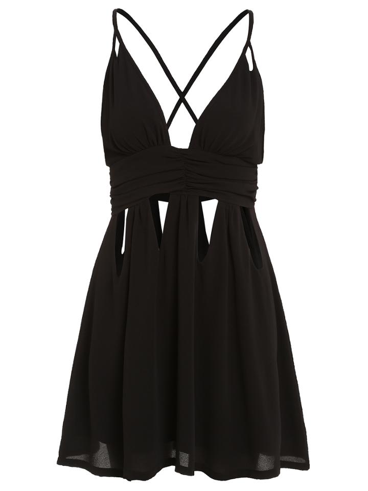 Shein Plunge Neck Cutout Crisscross Cami Dress