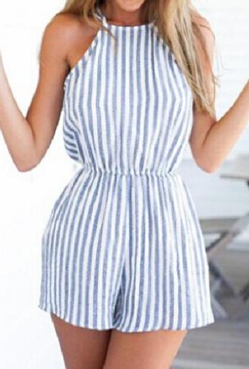 Shein Halter Vertical Striped Romper