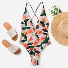 Shein Criss Cross Random Floral Swimsuit