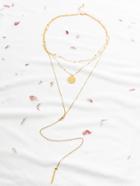 Shein Gold Layered Bar Pendant Necklace