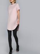 Shein Pink Splash Print Curved Hem Distressed Tee Dress