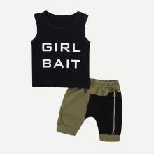 Shein Boys Letter Print Top & Shorts