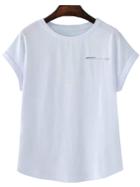 Shein White Rhinestone Letter Print T-shirt