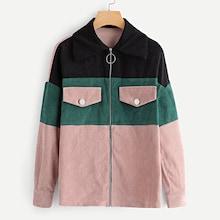 Shein O-ring Zip Up Cut-and-sew Corduroy Jacket