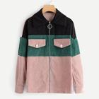 Shein O-ring Zip Up Cut-and-sew Corduroy Jacket