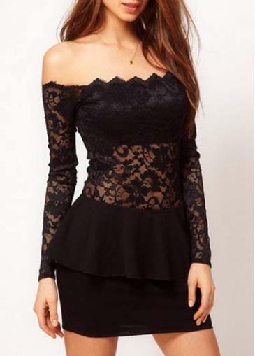 Rosewe Alluring Off The Shoulder Long Sleeve Peplum Dress
