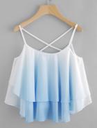 Shein Ombre Crisscross Layered Swing Cami Top
