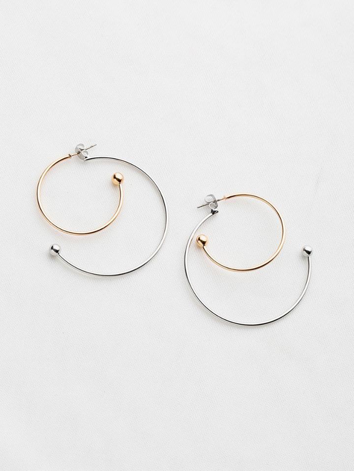 Shein Two Tone Half Circle Hoop Earrings
