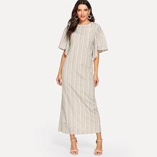 Shein Contrast Striped Butterfly Sleeve Dress