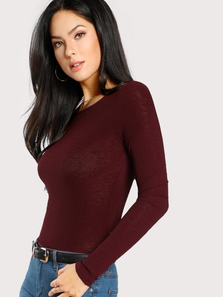 Shein Solid Long Sleeve T-shirt