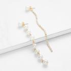 Shein Rhinestone & Faux Pearl Design Mismatch Earrings