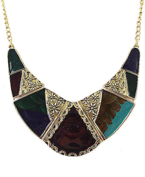 Shein Multicolor Glaze Gold Collar Necklace