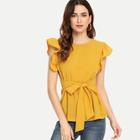 Shein Ruffle Armhole Knot Front Top
