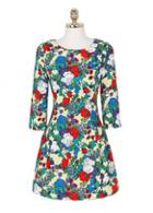 Rosewe Hot Sale Shirred Waist A Line Pattern Flower Print Dress