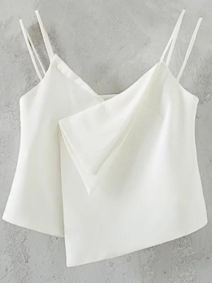 Shein White Dual Strap Asymmetric Hem Cami Top