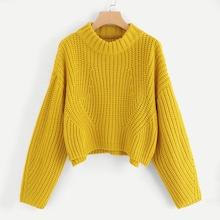 Shein Drop Shoulder Step Hem Sweater