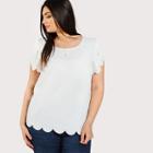 Shein Plus Buttoned Keyhole Back Scalloped Top
