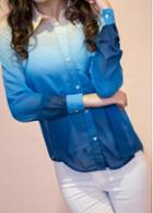 Rosewe Casual Style Turndown Collar Single Breasted Blouse For Autumn