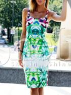 Shein Multicolor Crisscross Bacl Midi Bodycon Dress