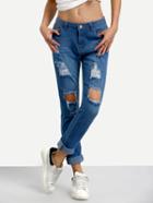 Shein Ripped Rolled Hem Skinny Jeans