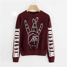 Shein Plus Letter Print Sleeve Sweatshirt