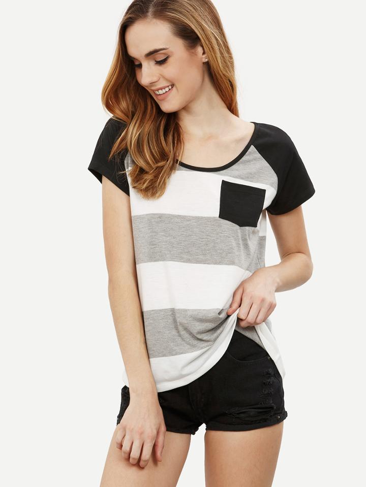 Shein Multicolor Striped Short Sleeve T-shirt