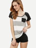 Shein Multicolor Striped Short Sleeve T-shirt