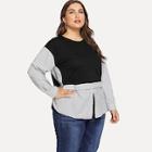 Shein Plus Cut And Sew Panel Striped Blouse