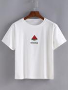 Shein White Waterlemon Print Short Sleeve T-shirt