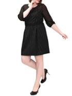 Shein Black Vertical Striped Plus Dress