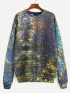 Shein Starry Space Print Long Sleeve Sweatshirt