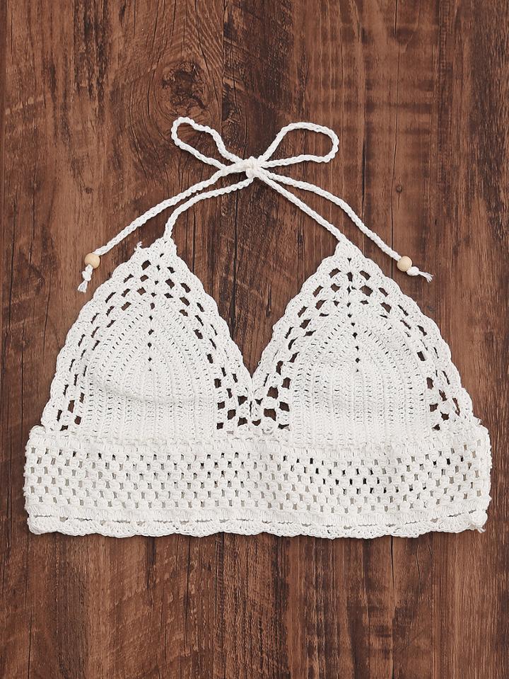 Shein Halter Neck Hollow Out Crochet Top