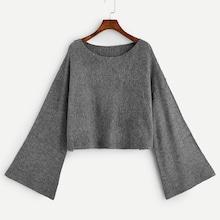 Shein Plus Bell Sleeve Heather Knit Jumper