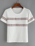 Shein Aztec Pattern White T-shirt