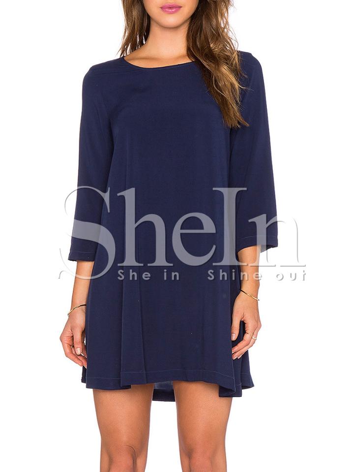 Shein Navy Crew Neck Casual Dress