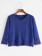 Shein Royal Blue Contrast Crochet T-shirt
