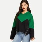 Shein Color Block Zip Side Hoodie