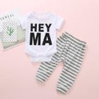 Shein Boys Letter Print Romper With Striped Pants