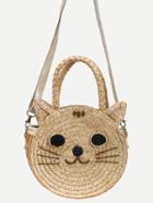 Shein Beige Cat Shaped Straw Bag