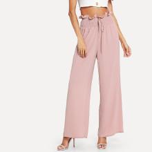 Shein Frilled Shirred Waist Palazzo Pants